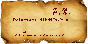 Prisztacs Nikétás névjegykártya